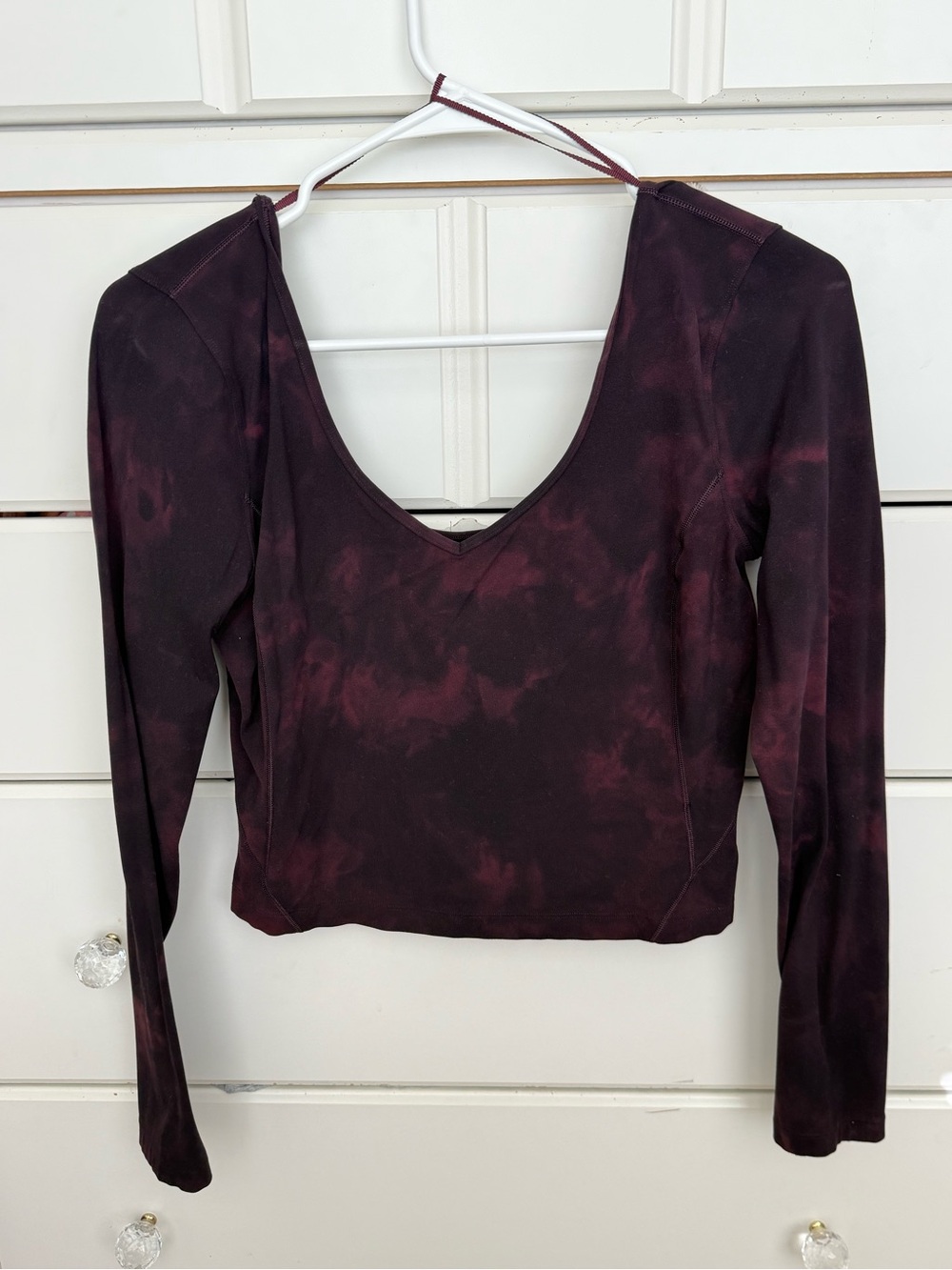 lululemon athletica align Long Sleeve V-Neck Crop Top - Wine Tie-Dye